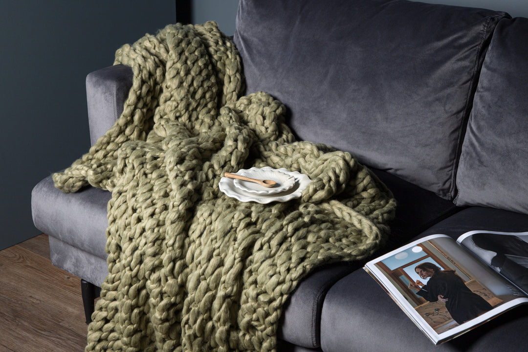 Kate Pläd Mossgrön