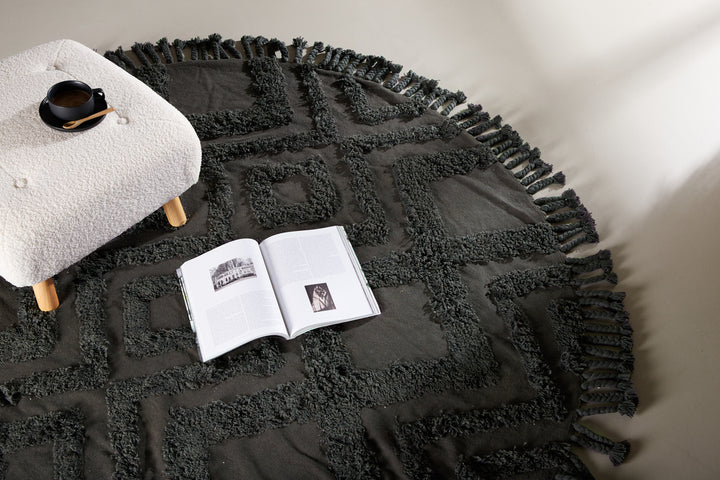 Hilma Rund Matta Mörkgrå