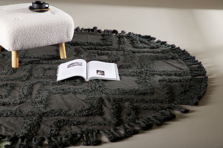 Hilma Rund Matta Mörkgrå