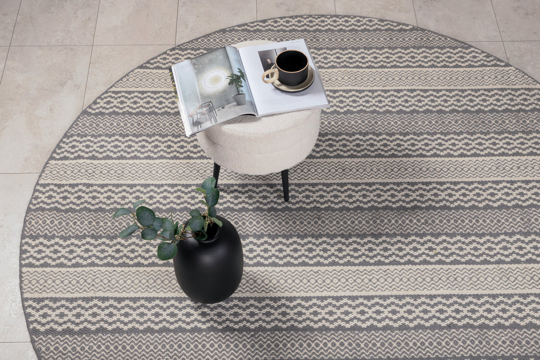 Sishu Rund Matta Ljusgrå