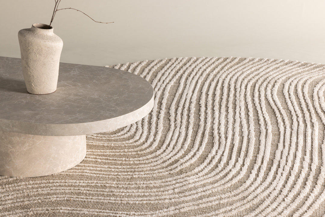 Melle Rund Matta Beige