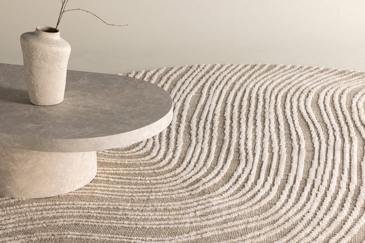 Melle Rund Matta Beige