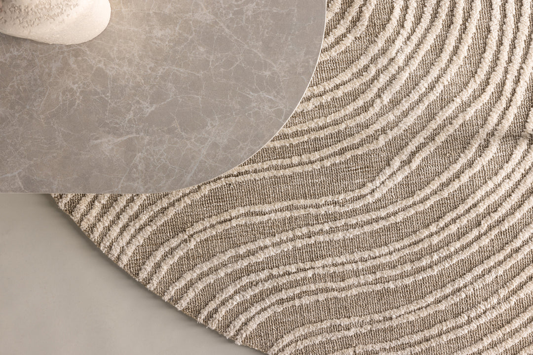Melle Rund Matta Beige