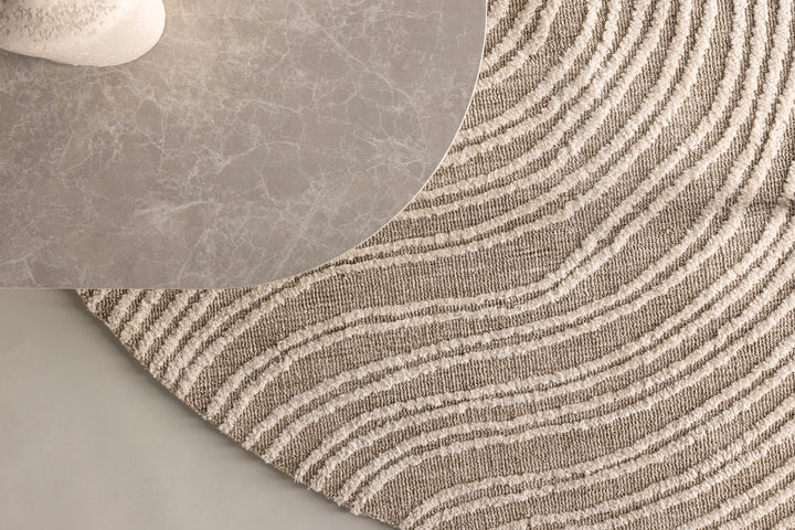 Melle Rund Matta Beige