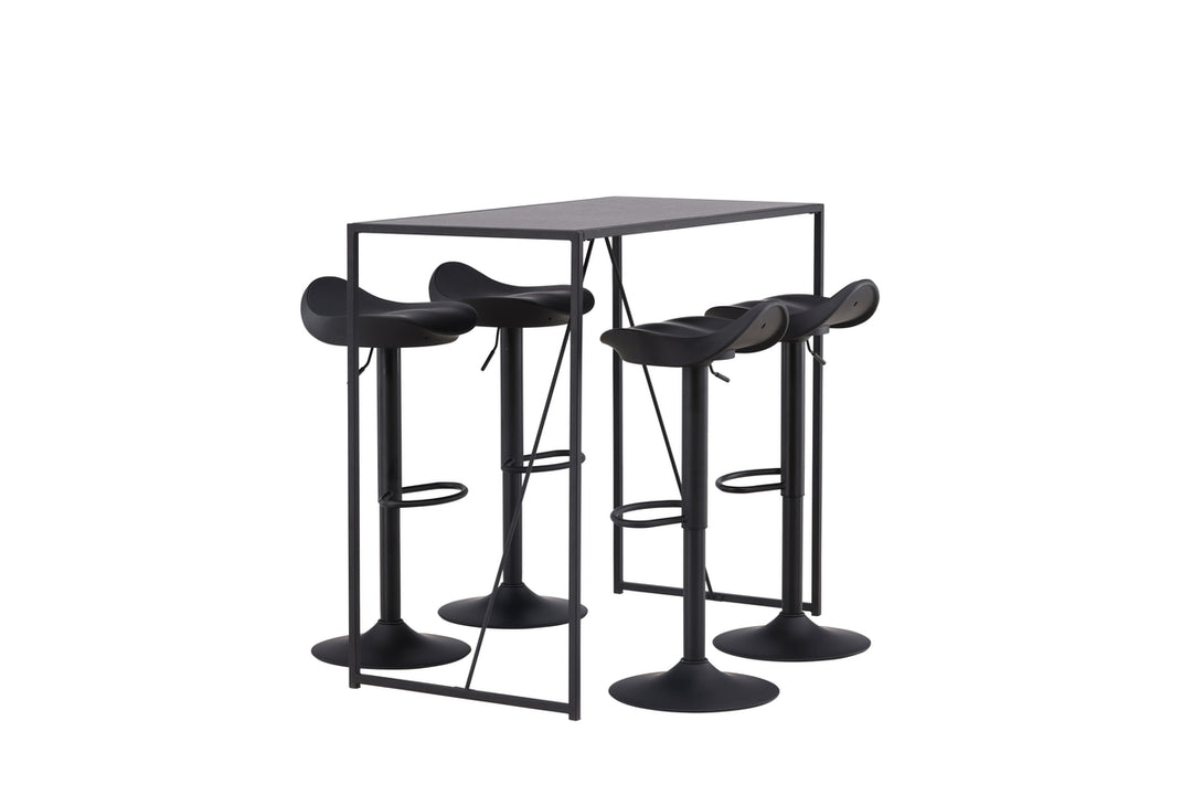 Brea & Adesto Barbord + Barstolar Svart