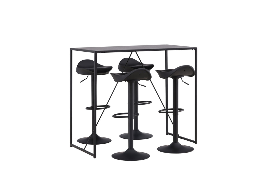 Brea & Adesto Barbord + Barstolar Svart
