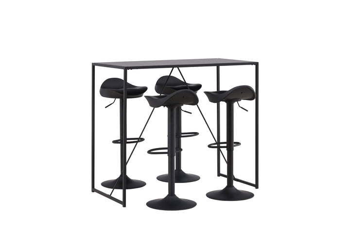 Brea & Adesto Barbord + Barstolar Svart