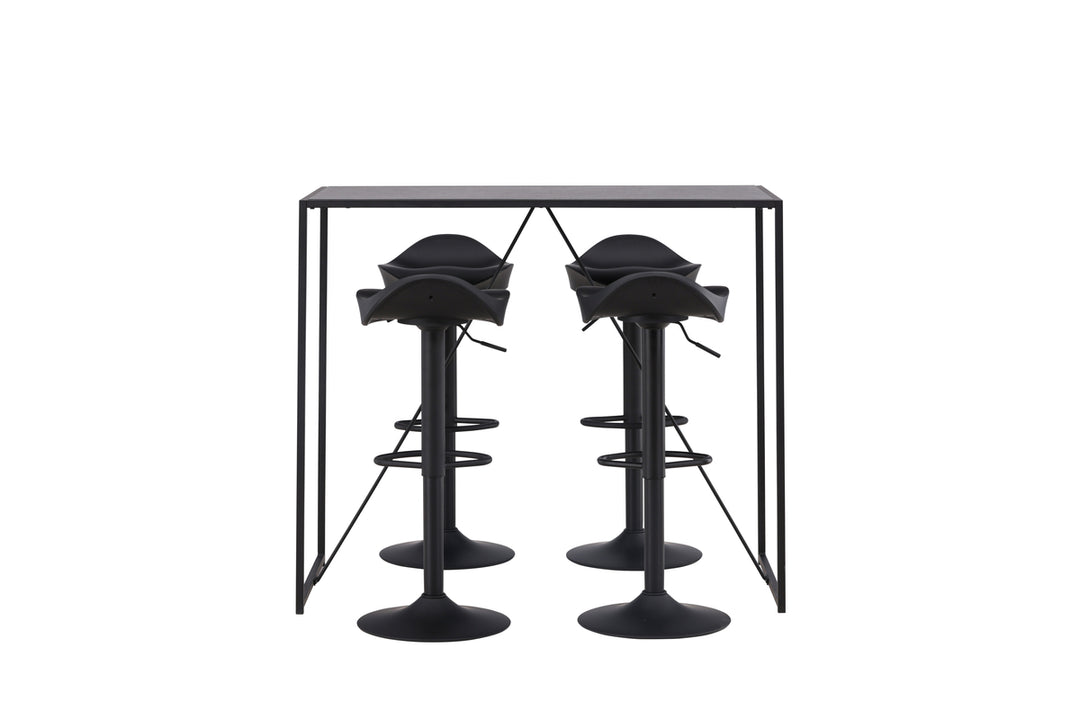 Brea & Adesto Barbord + Barstolar Svart