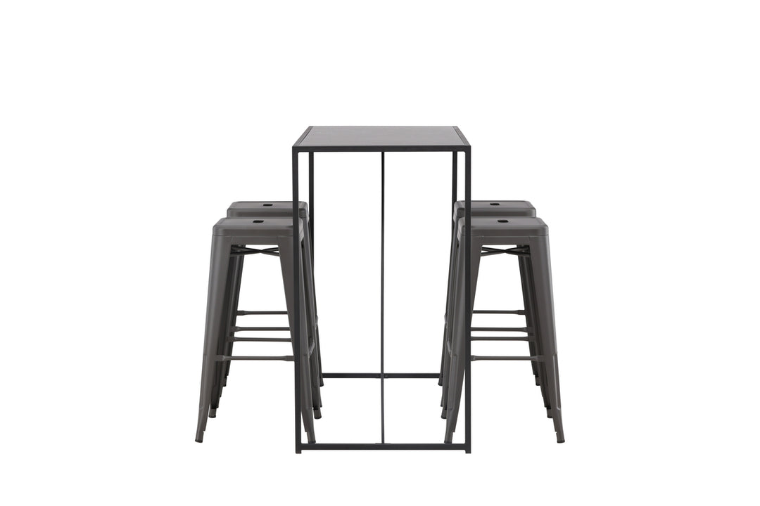 Brea & Tempe Barbord + Barstolar Mörkgrå