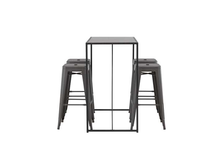 Brea & Tempe Barbord + Barstolar Mörkgrå
