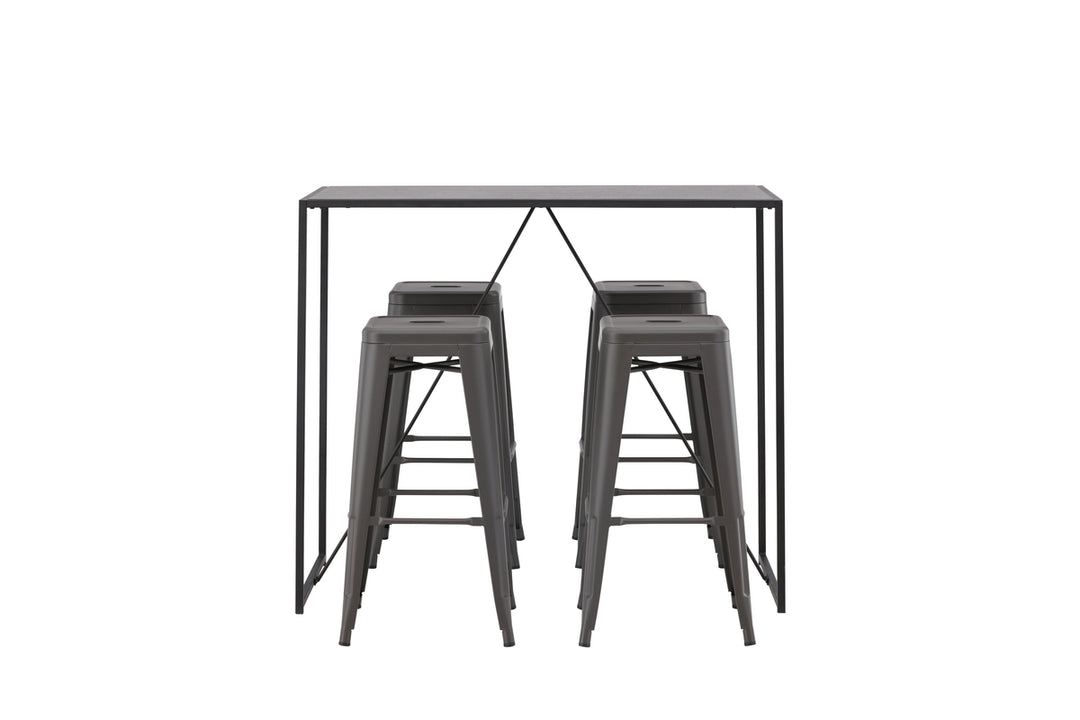 Brea & Tempe Barbord + Barstolar Mörkgrå