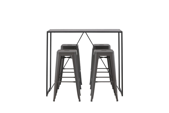 Brea & Tempe Barbord + Barstolar Mörkgrå