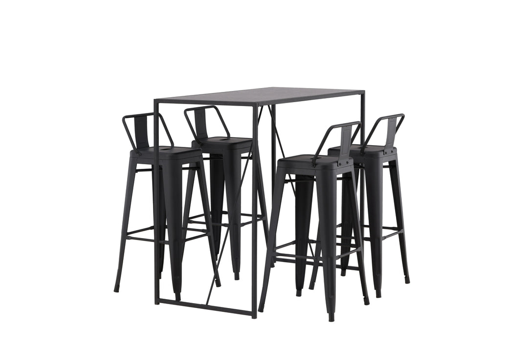 Brea & Tempe Barbord + Barstolar Svart