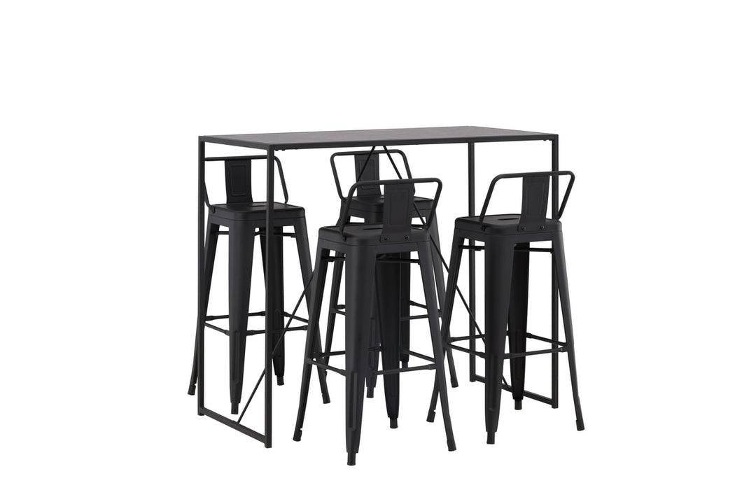 Brea & Tempe Barbord + Barstolar Svart