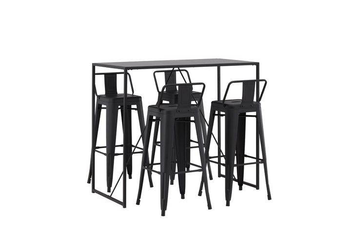 Brea & Tempe Barbord + Barstolar Svart