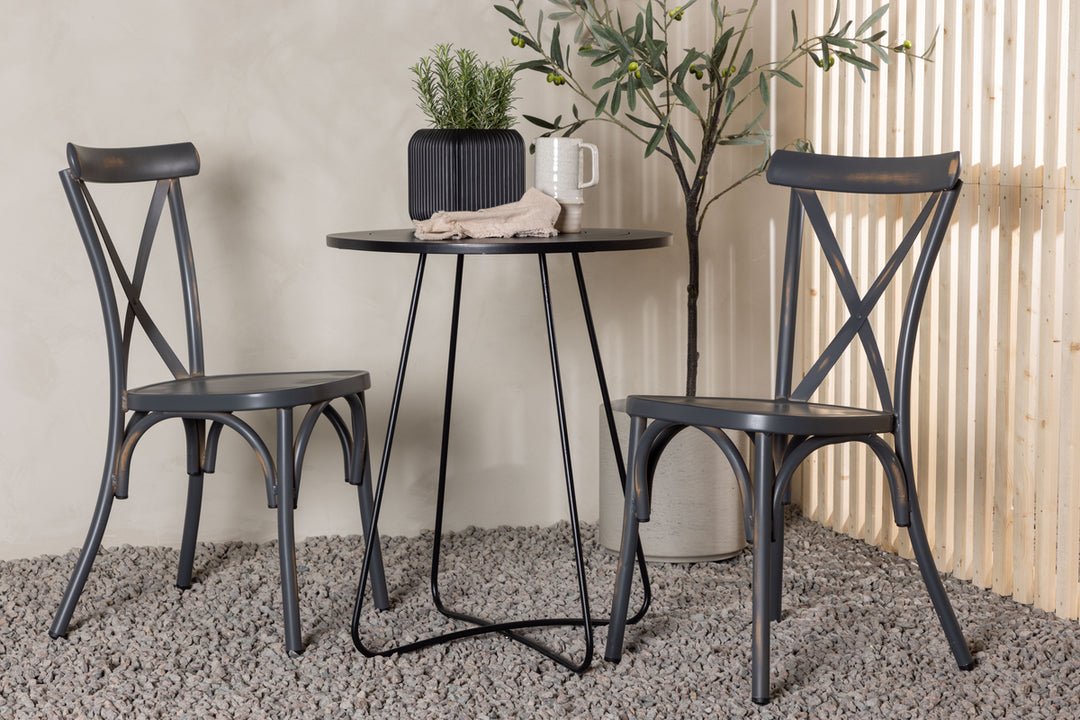 Tablas & Bacong Matstolar Mörkgrå + Cafebord Svart