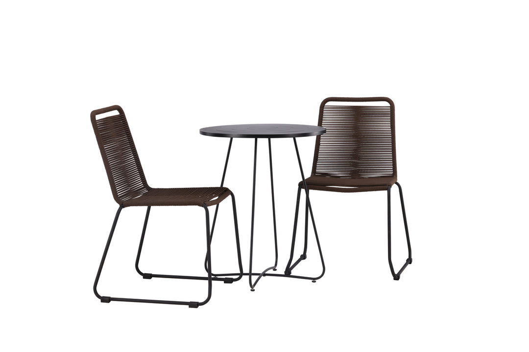 Lindos & Bacong Matstolar Brown/ Black + Cafebord Svart