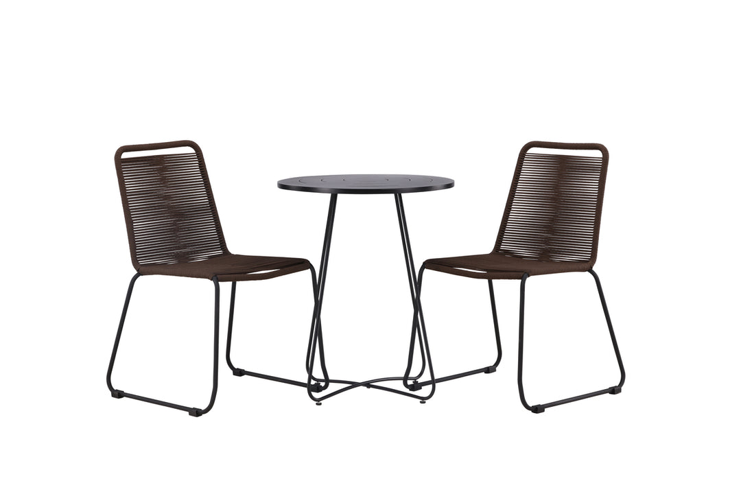 Lindos & Bacong Matstolar Brown/ Black + Cafebord Svart
