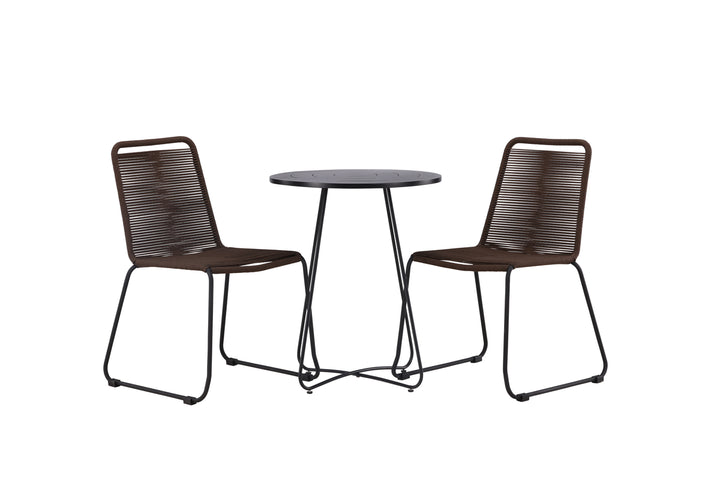 Lindos & Bacong Matstolar Brown/ Black + Cafebord Svart