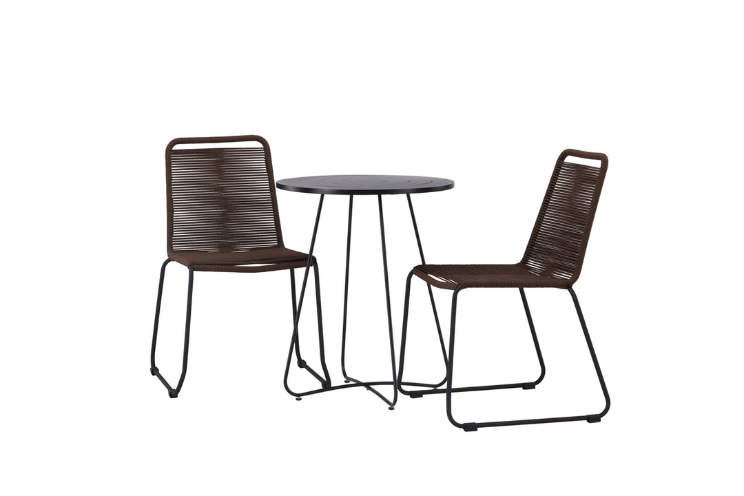 Lindos & Bacong Matstolar Brown/ Black + Cafebord Svart