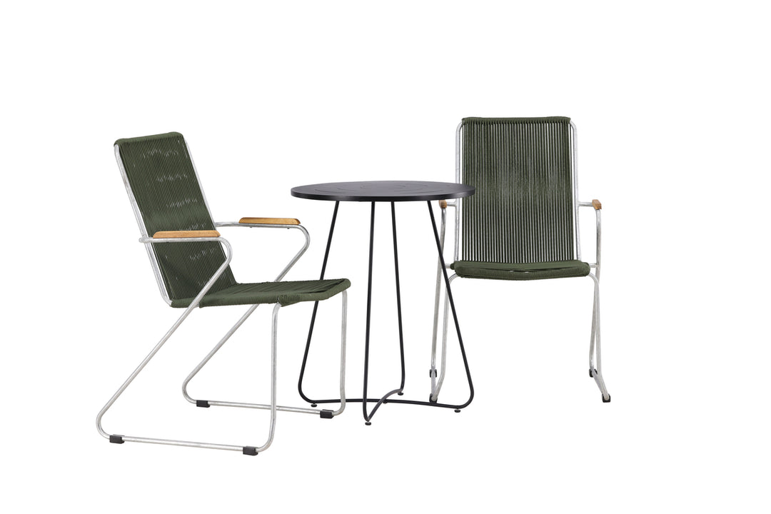 Bacong & Bois Cafebord Svart + Matstolar Grön