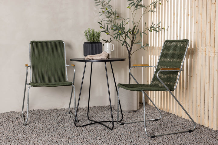 Bacong & Bois Cafebord Svart + Matstolar Grön