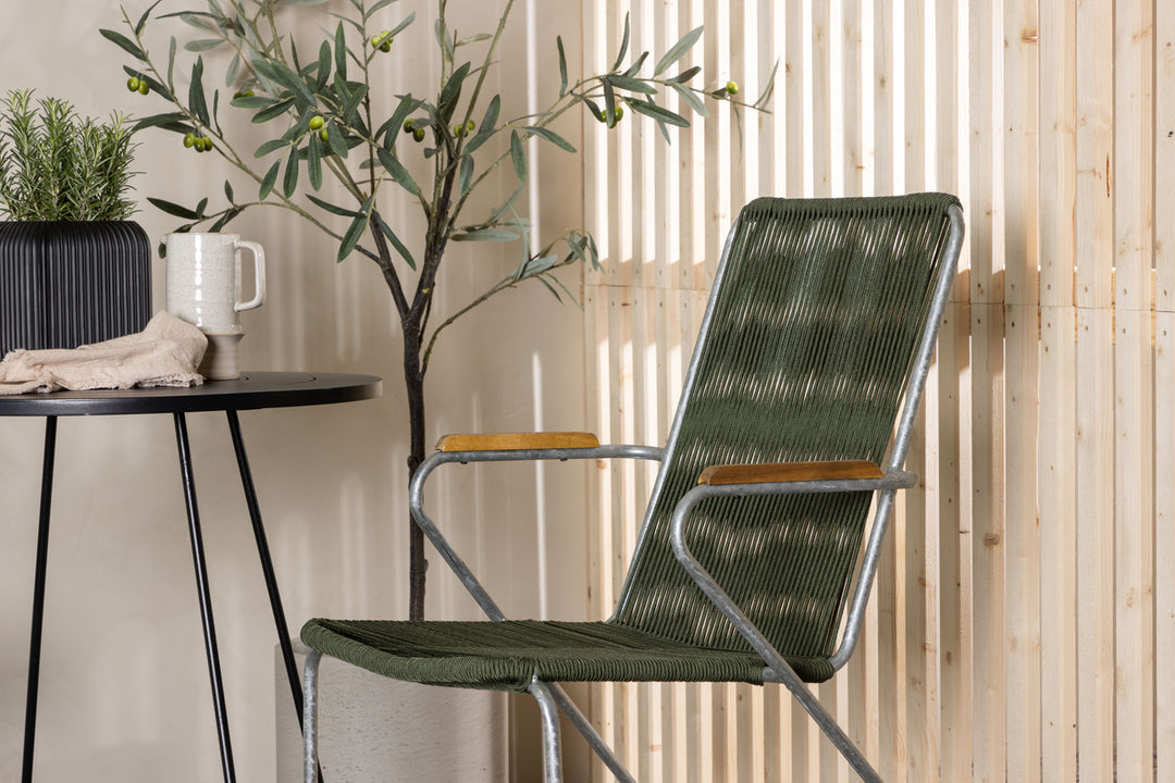 Bacong & Bois Cafebord Svart + Matstolar Grön