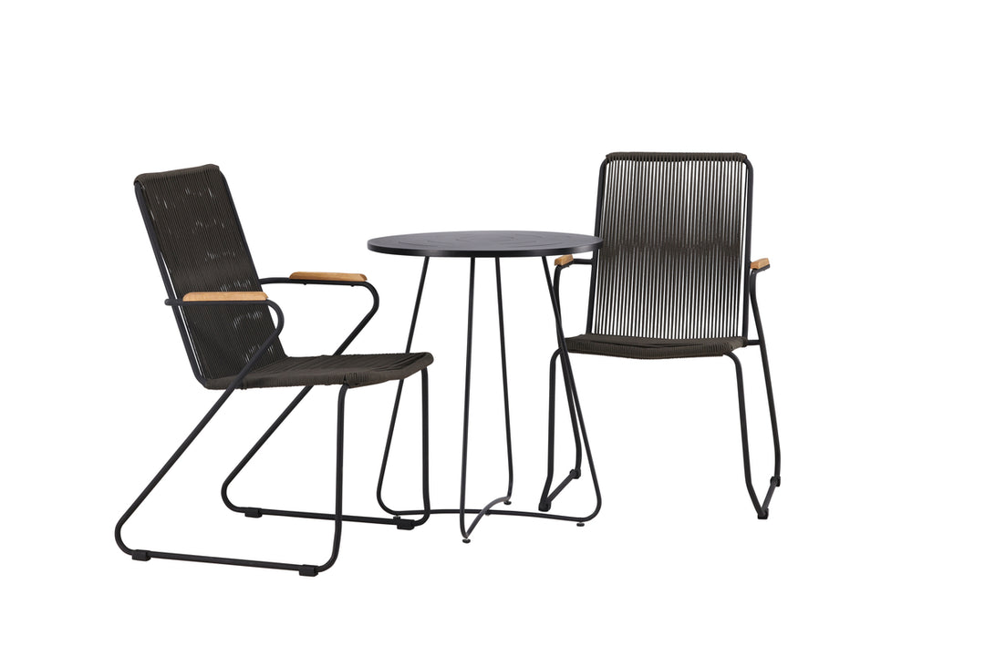 Bacong & Bois Cafebord Svart + Matstolar Mörkgrå