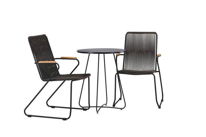 Bacong & Bois Cafebord Svart + Matstolar Mörkgrå