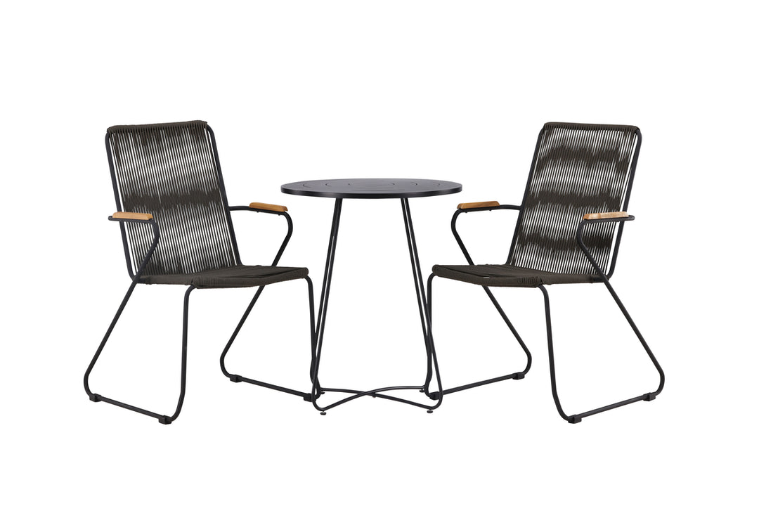 Bacong & Bois Cafebord Svart + Matstolar Mörkgrå