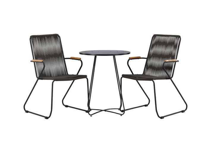 Bacong & Bois Cafebord Svart + Matstolar Mörkgrå