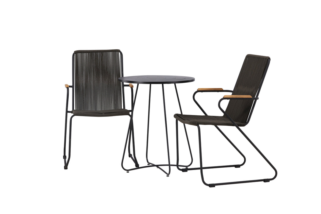 Bacong & Bois Cafebord Svart + Matstolar Mörkgrå