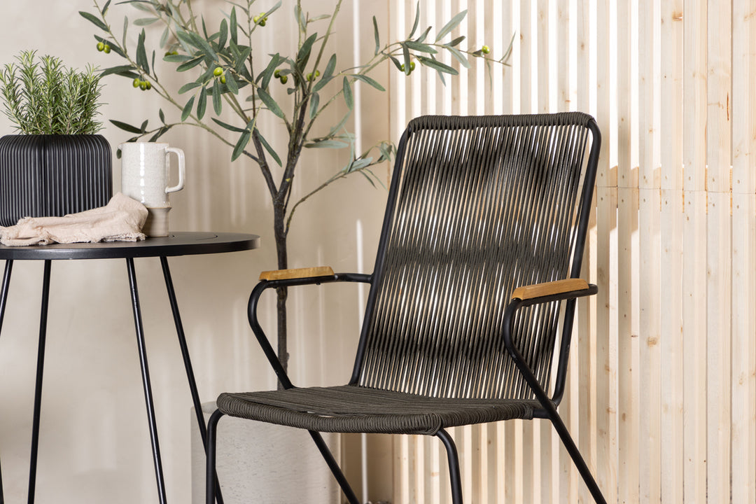 Bacong & Bois Cafebord Svart + Matstolar Mörkgrå