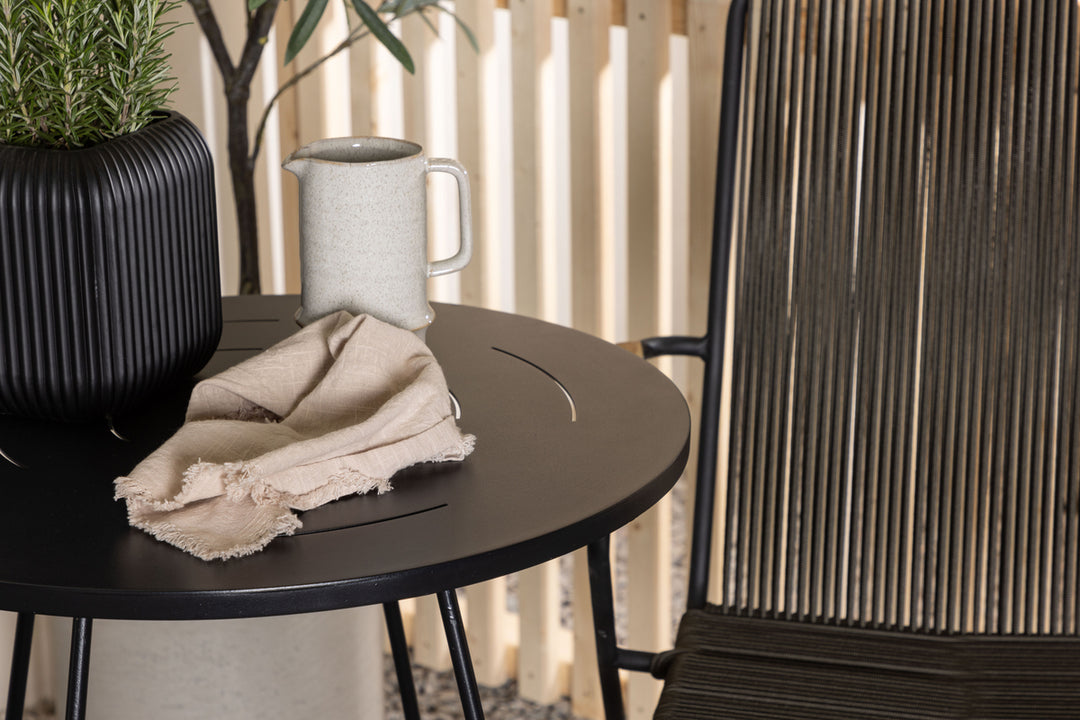 Bacong & Bois Cafebord Svart + Matstolar Mörkgrå