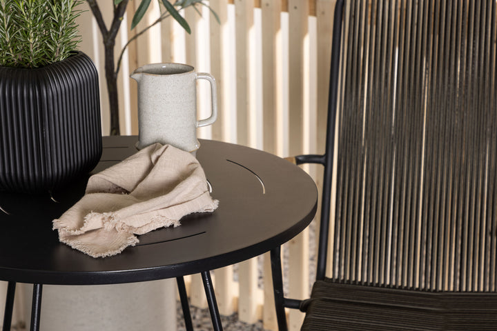 Bacong & Bois Cafebord Svart + Matstolar Mörkgrå