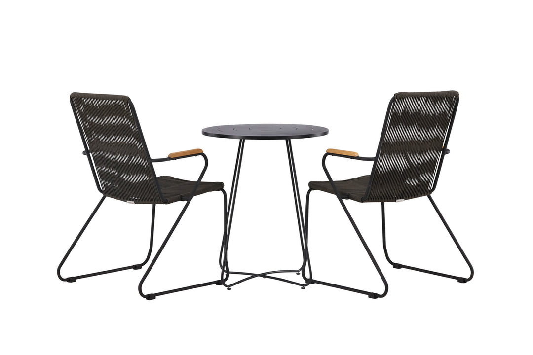 Bacong & Bois Cafebord Svart + Matstolar Mörkgrå