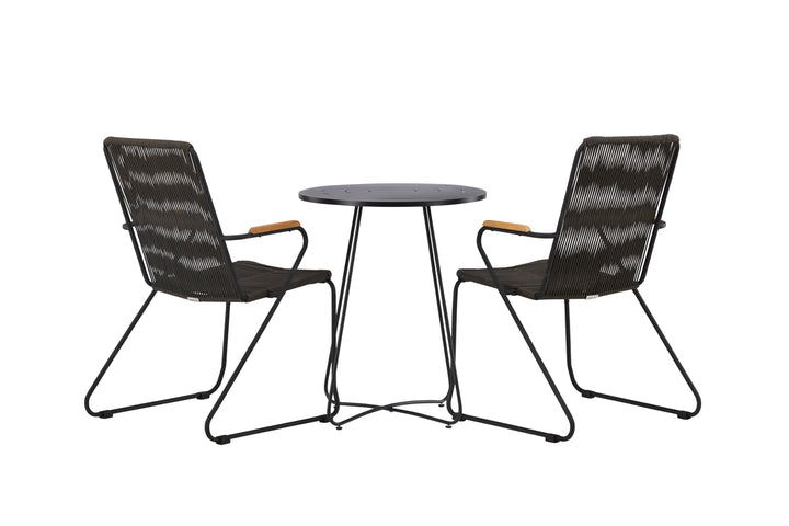 Bacong & Bois Cafebord Svart + Matstolar Mörkgrå