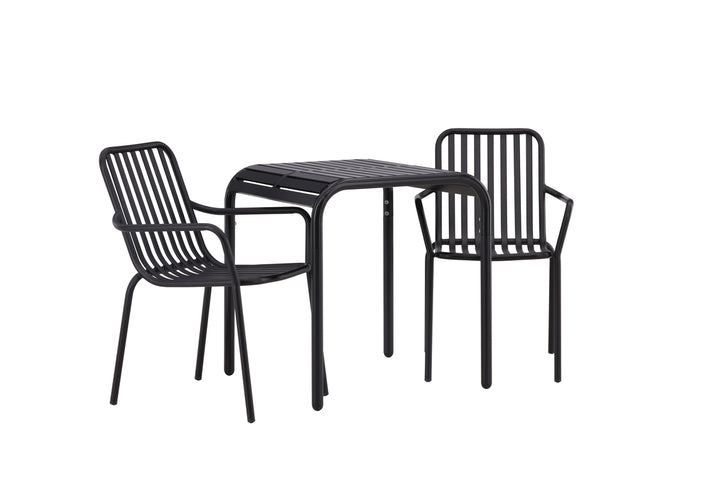 Borneo & Peking Cafebord Svart + Matstolar Svart