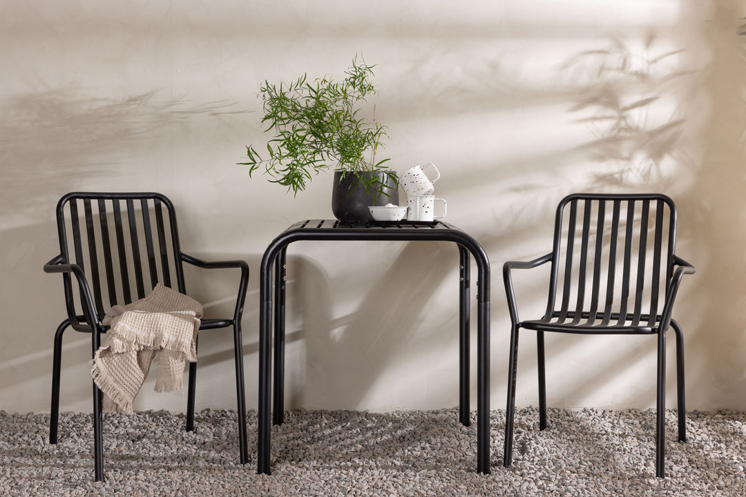 Borneo & Peking Cafebord Svart + Matstolar Svart