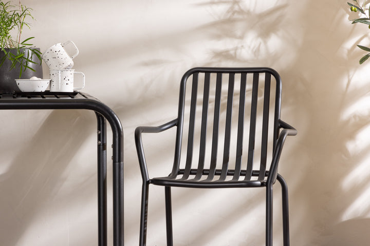 Borneo & Peking Cafebord Svart + Matstolar Svart