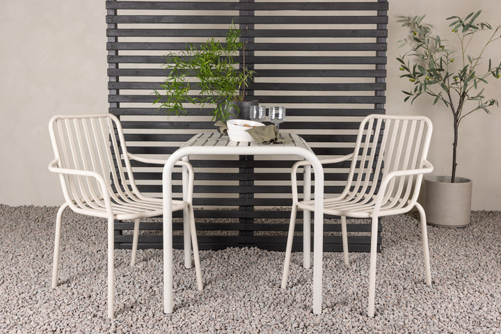 Borneo & Peking Cafebord Beige + Matstolar Beige