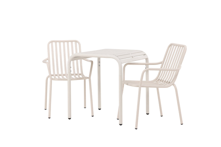 Borneo & Peking Cafebord Beige + Matstolar Beige