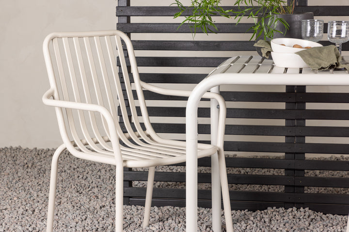 Borneo & Peking Cafebord Beige + Matstolar Beige