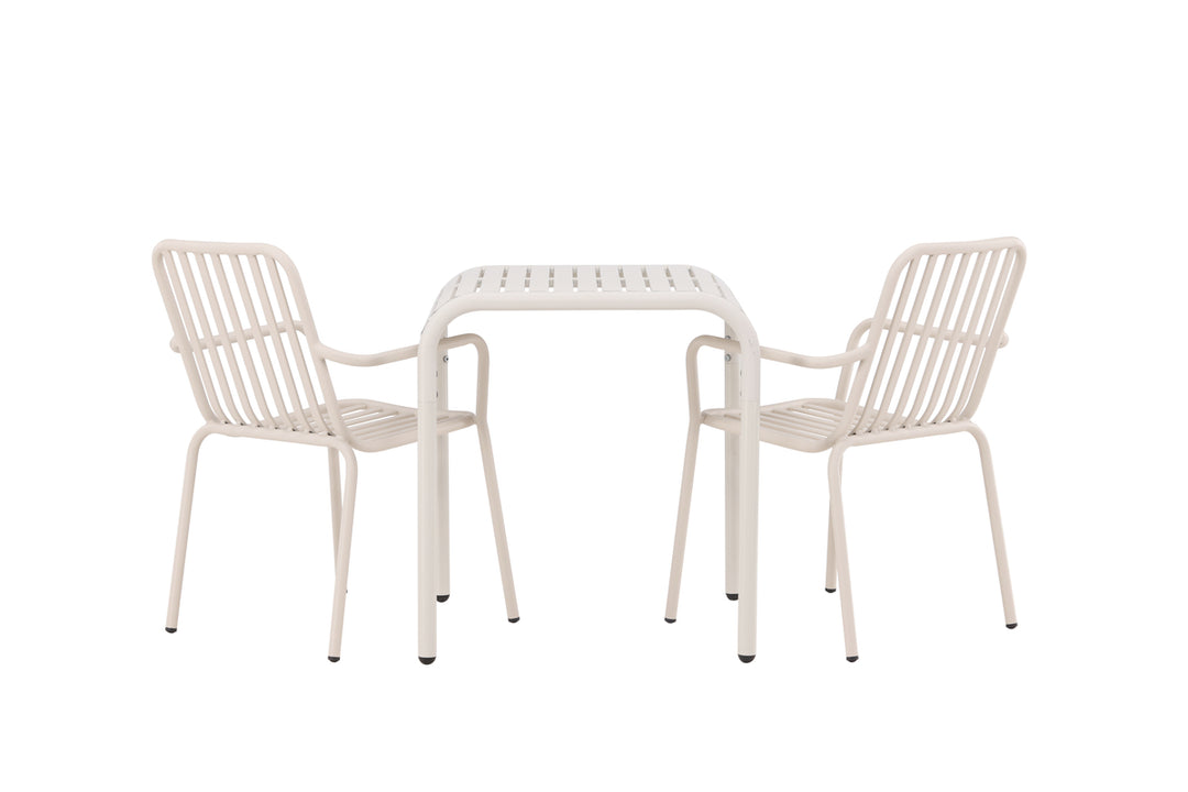 Borneo & Peking Cafebord Beige + Matstolar Beige