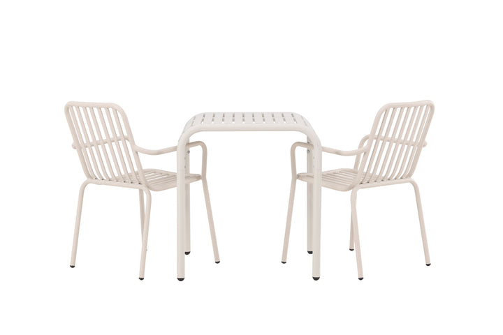 Borneo & Peking Cafebord Beige + Matstolar Beige