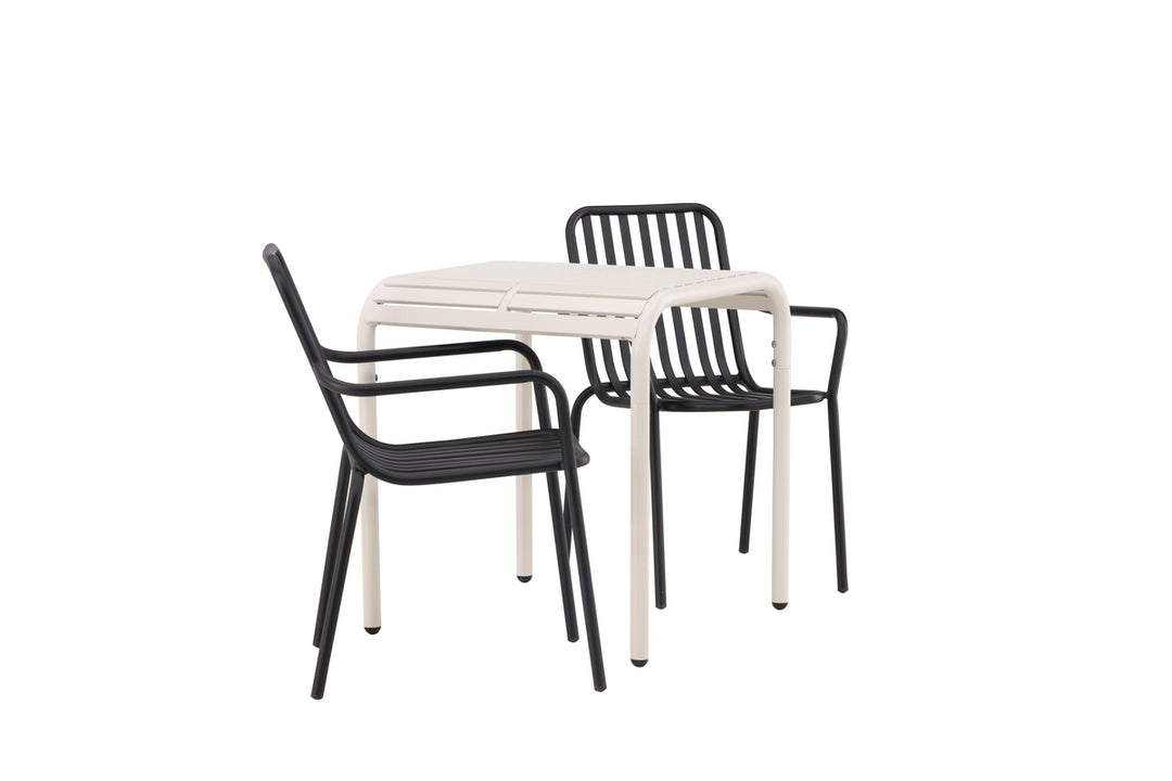 Borneo & Peking Cafebord Beige + Matstolar Svart