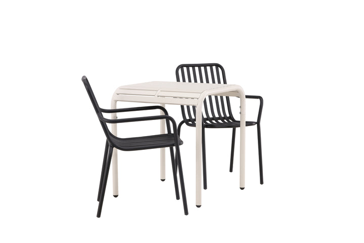 Borneo & Peking Cafebord Beige + Matstolar Svart