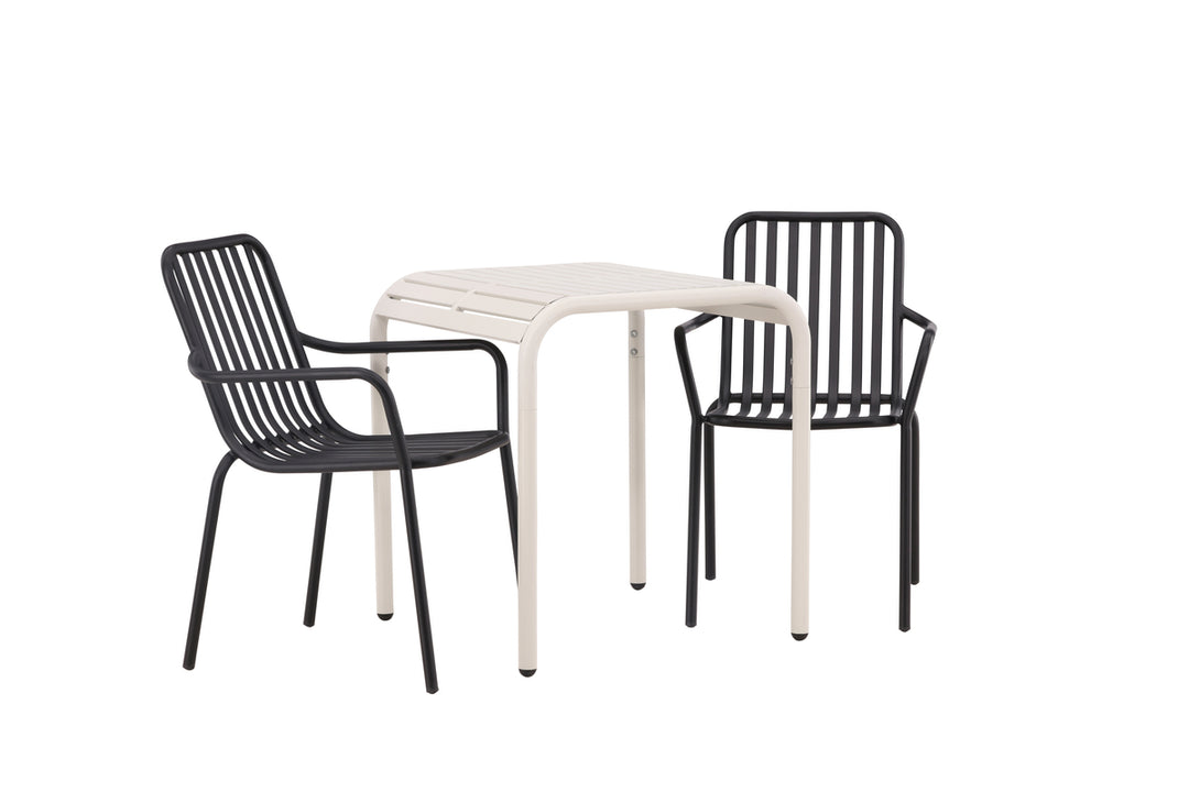 Borneo & Peking Cafebord Beige + Matstolar Svart