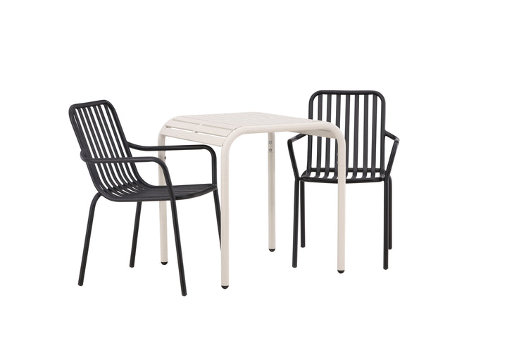 Borneo & Peking Cafebord Beige + Matstolar Svart