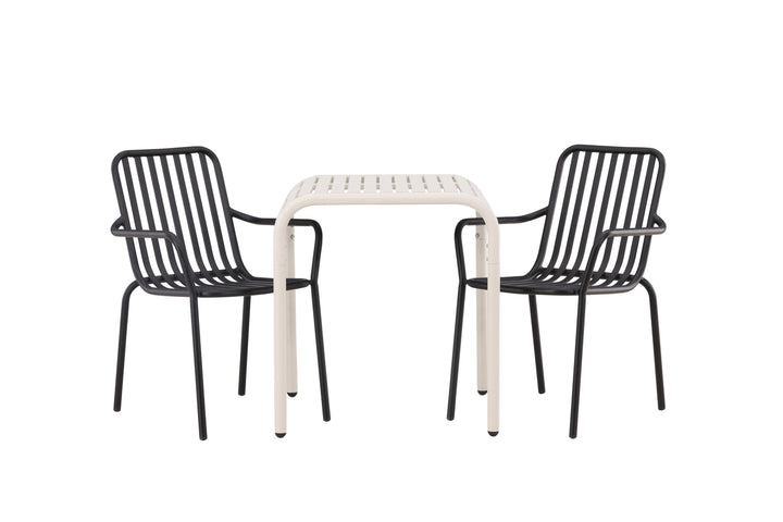 Borneo & Peking Cafebord Beige + Matstolar Svart